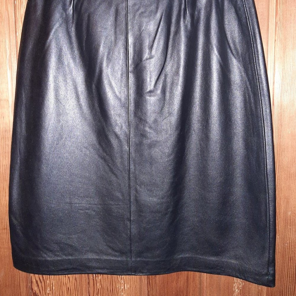 Pamela Dennis Private Client Group Size 10 Black 100% Leather Skirt